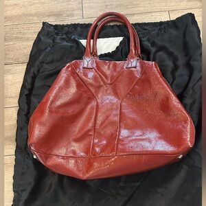 Patent Leather Dark Red YSL Used Shoulder bag, some creasing